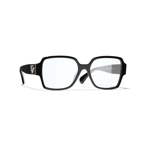 chanel 52117420|Square Blue Light Glasses Acetate Black .